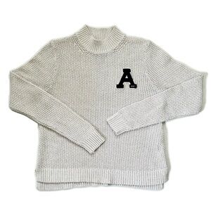 Abercrombie & Fitch Ivory Varsity Letterman Sweater